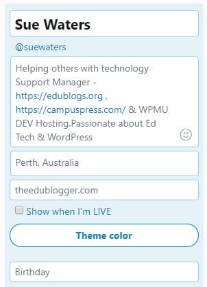Edit bio info