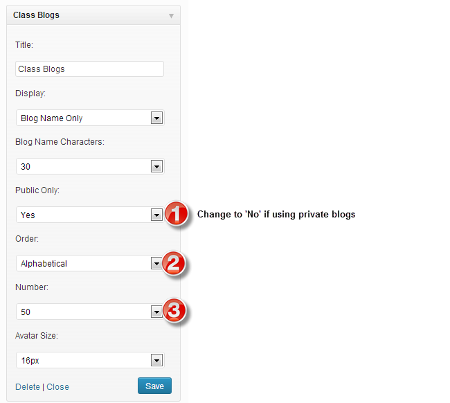 Class blog widget